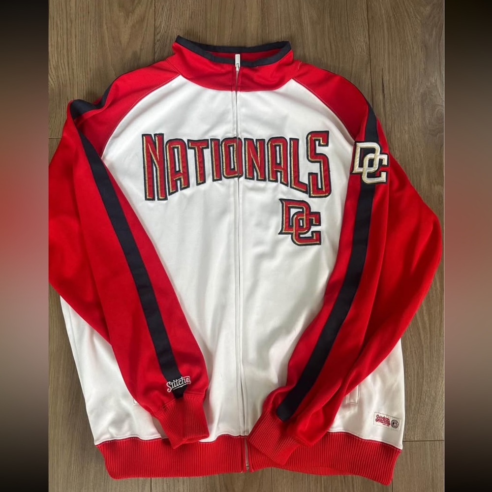 Vintage Washington Nationals Red & White Team Zip Jacket